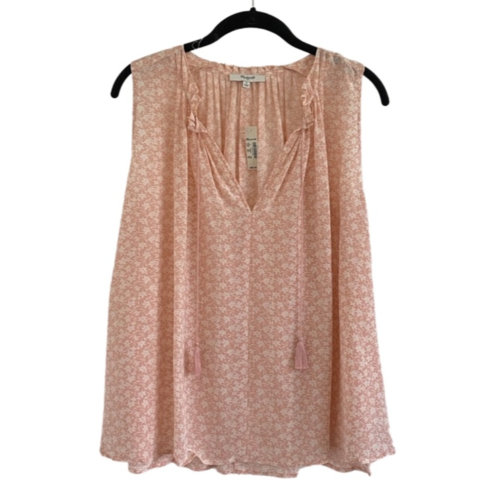 NWT 100% Silk Madewell Printed Sleeveless Blouse Size Small
